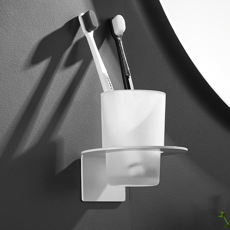 White Aluminum Tumbler Holder Use 3m Stickers Modern Minimalist Bathroom Cup