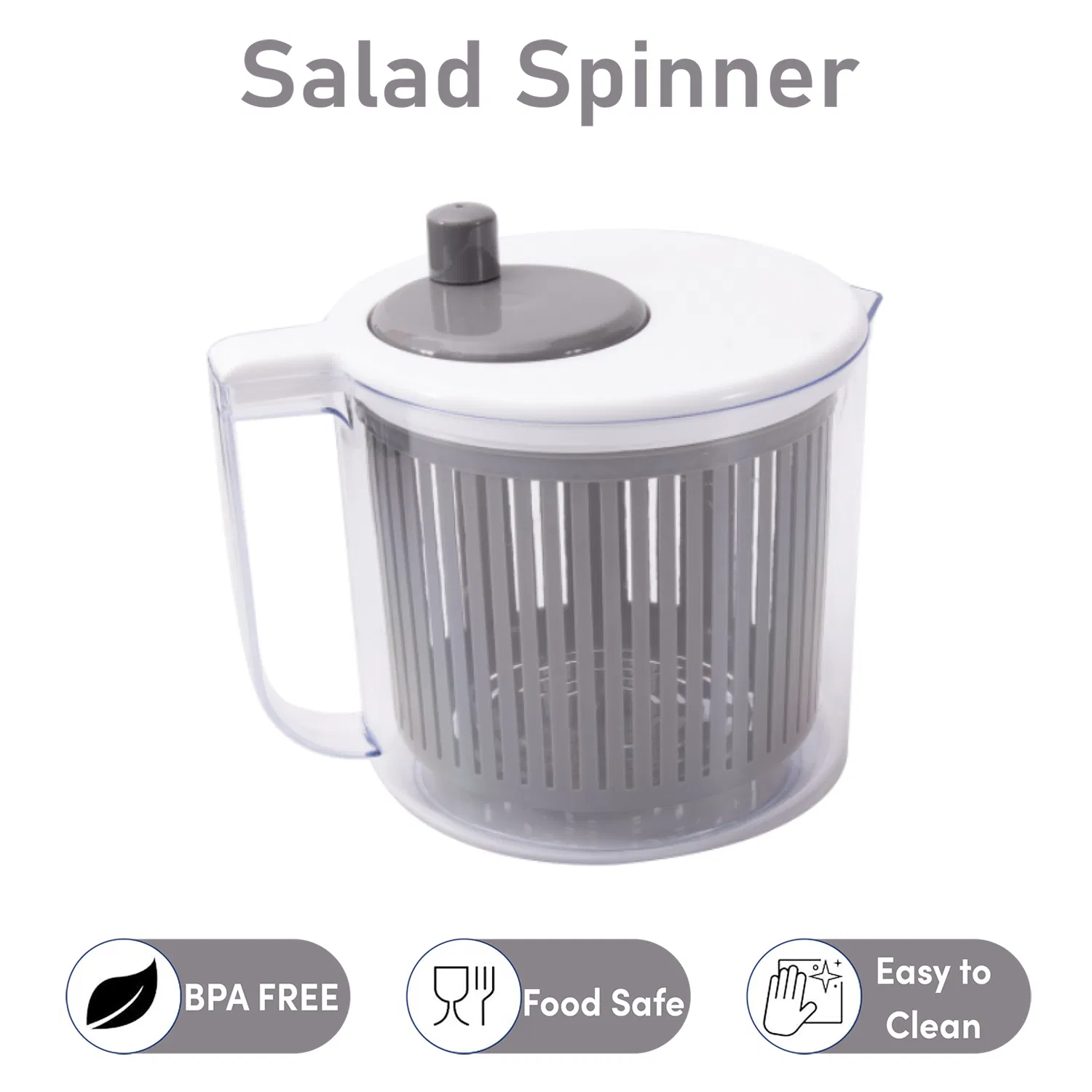 Rotating Salad Spinner, 5000ml Large Capacity Gray Vegetable Dryer