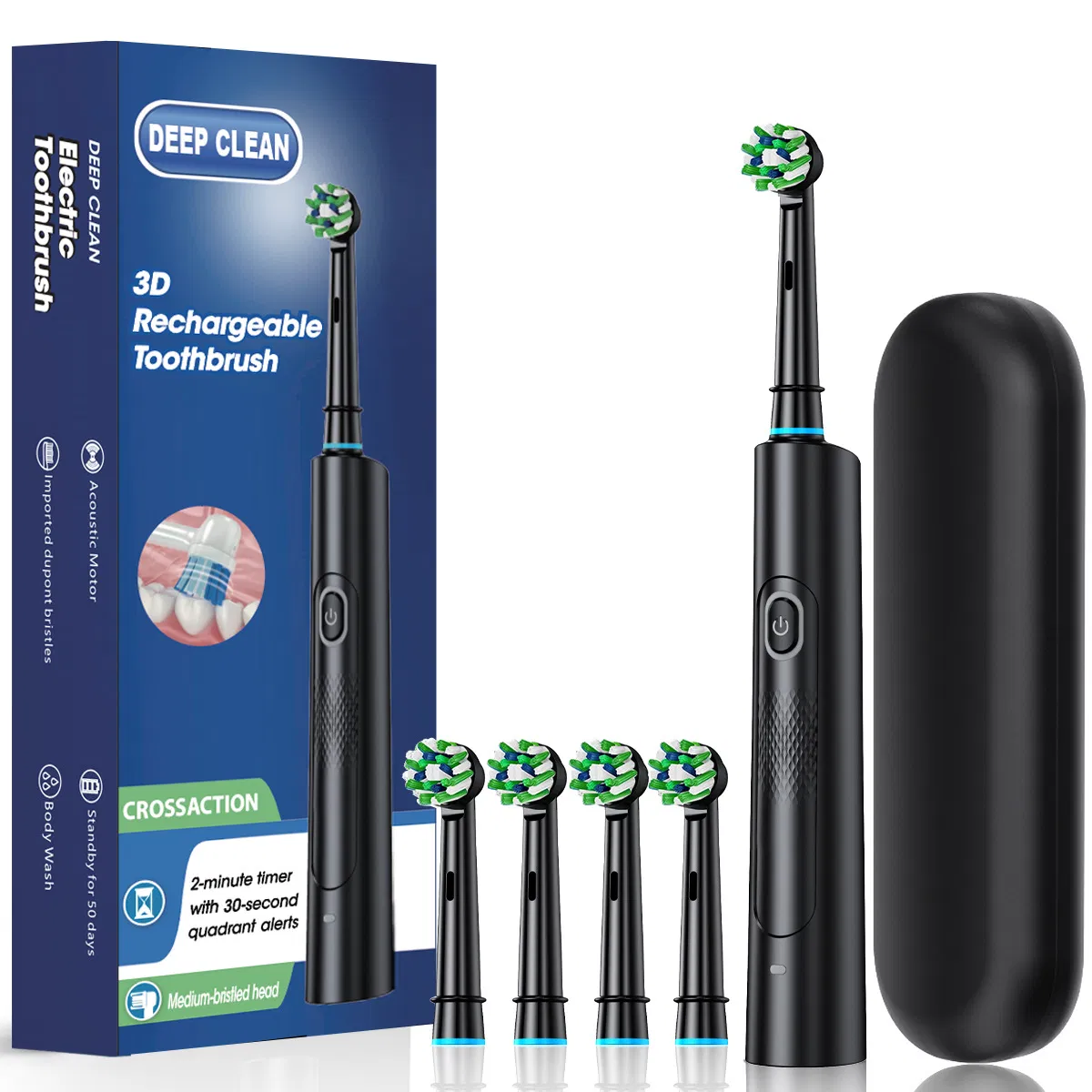 Electric Toothbrush Adult Soft Hair Household Rechargeable Waterproof Toothbrush Travel Box Toothbrush Head Set