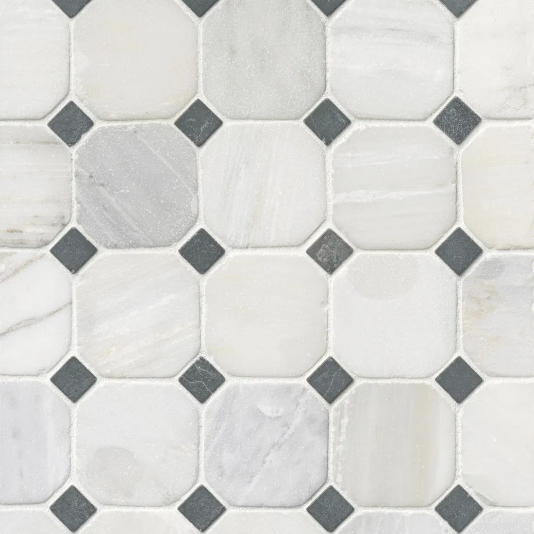 Hampton Hermosa Polished &Tumbled Octagon Marble Mosaic Wall and Floor Tile - 3 X 3 in.