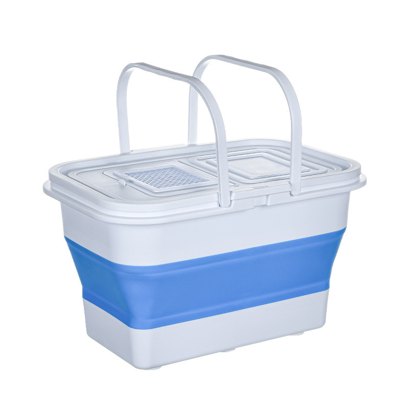 Foldable Fish Box Outdoor Camping Water Tank Basin Storage, Portable Fishing Bucket Live Fishing Tackle Bag Bl15289