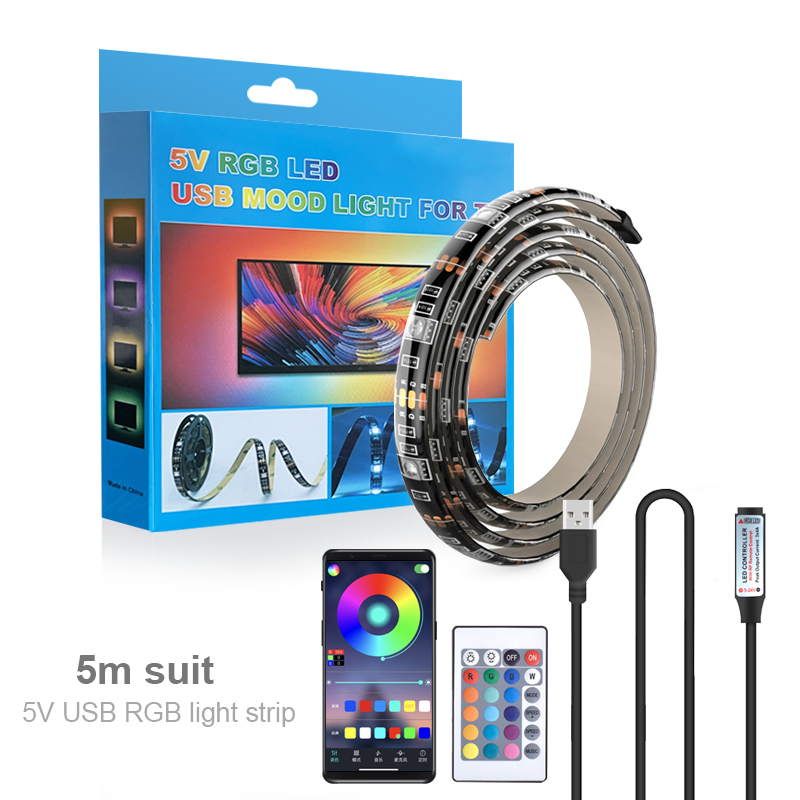 5V RGB LED Strip - Self-Adhesive Ambient Lighting for Gaming Setup, Monitor Backlight