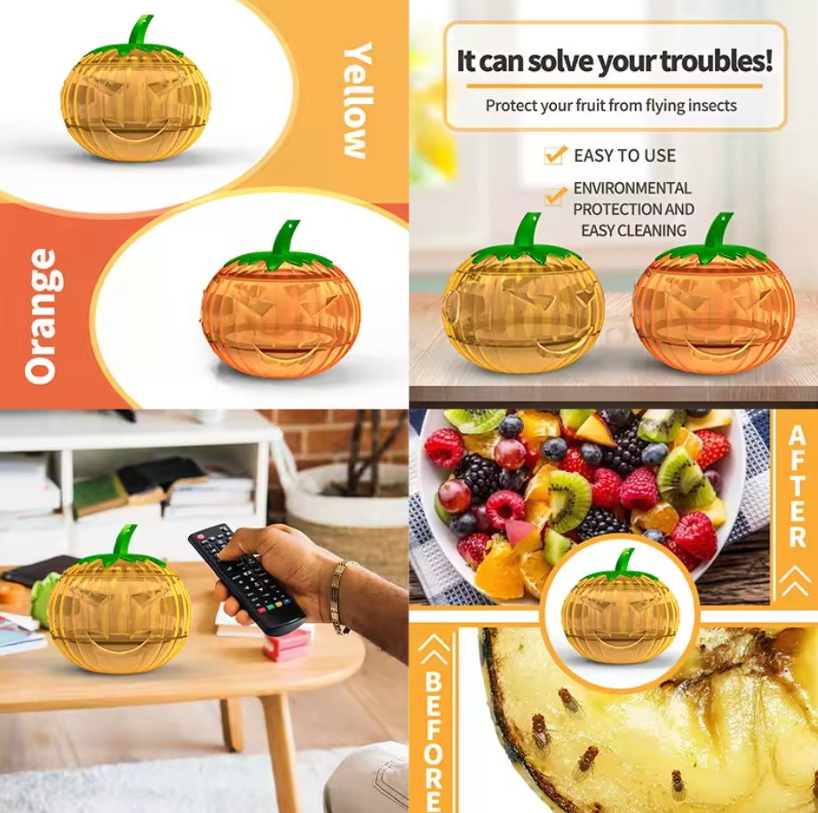 New Pumpkin Light Shaped Fruit Fly Trap Hanging Flea Trap