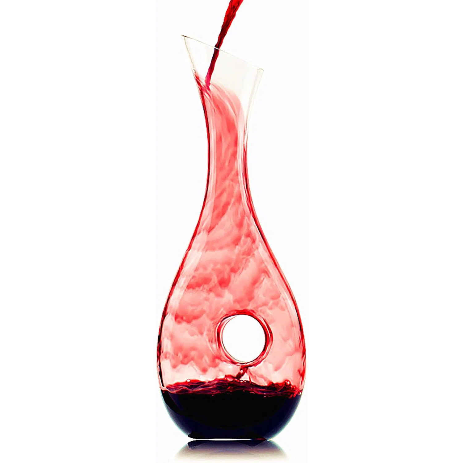 Slanted Spout Elegant Design Wide Base Transparent High Transparency Hand Blown Crystal Reb Wine Decanter Bottle for Bell'agio