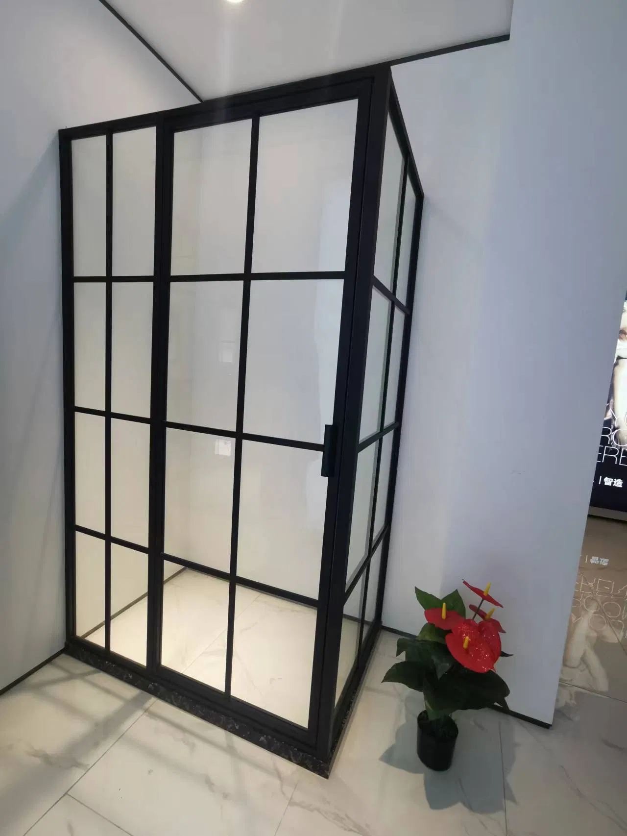 Factory Price Bathroom Sliding Door Glass Shower Cabins in Black