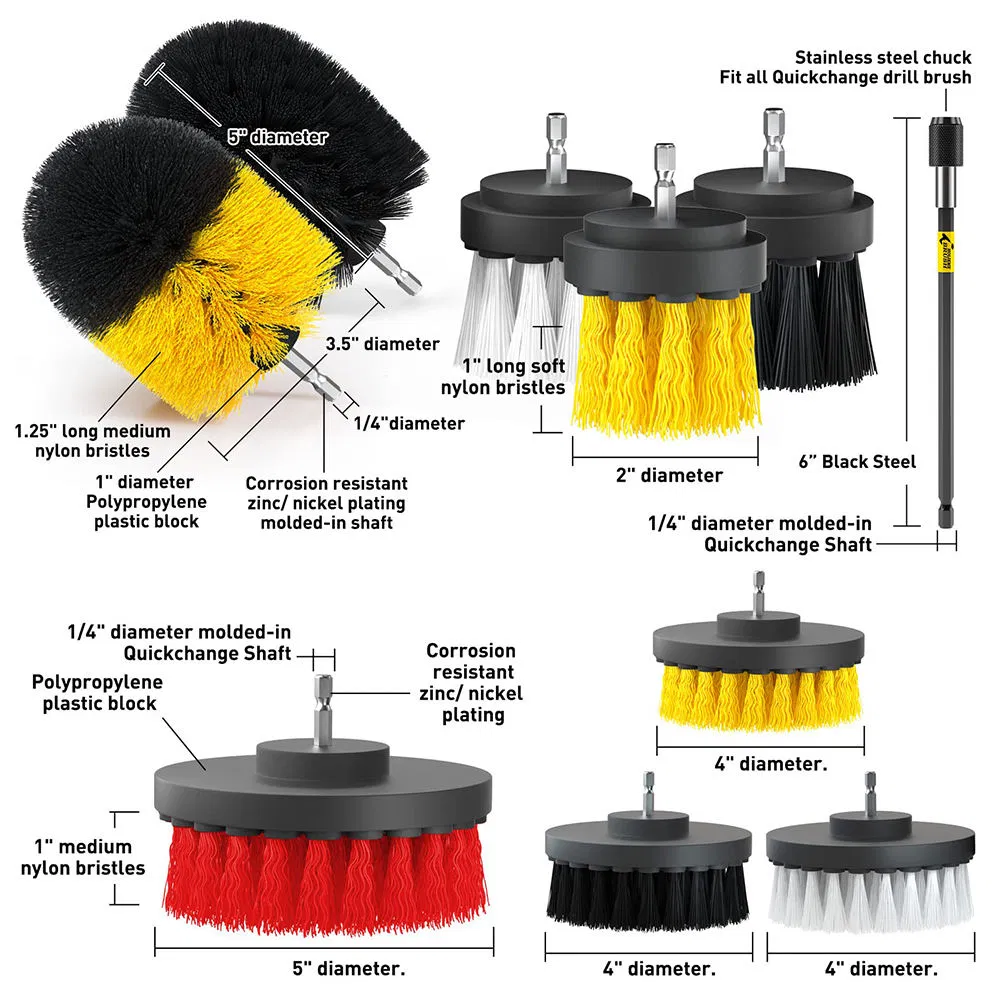 Custom Car Cleaning Set Drill Brush Attachments Set Buffing Pads, Power Scrubber Brush with Car Detailing Kit