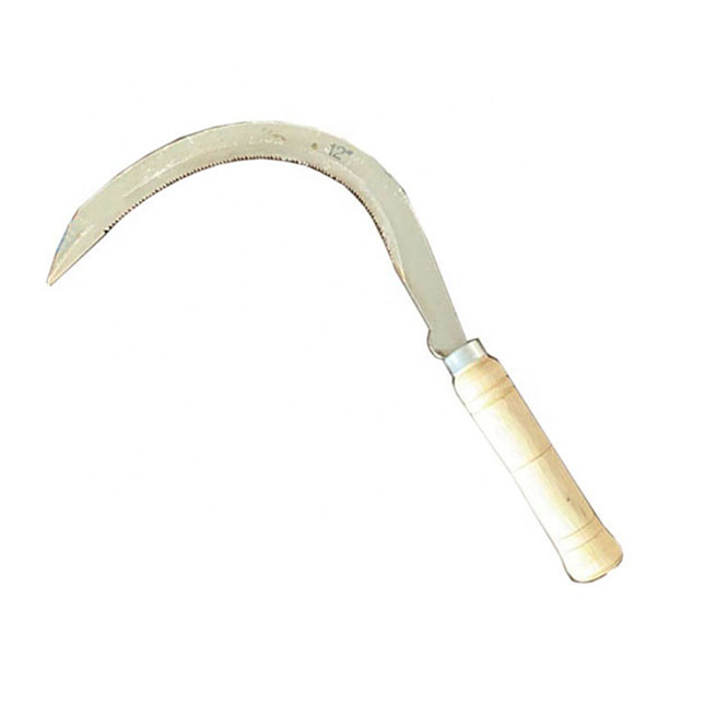 Agricultural All-Steel Sickle with Wood Handle Mowing Wheat Garden Weeding Sickle