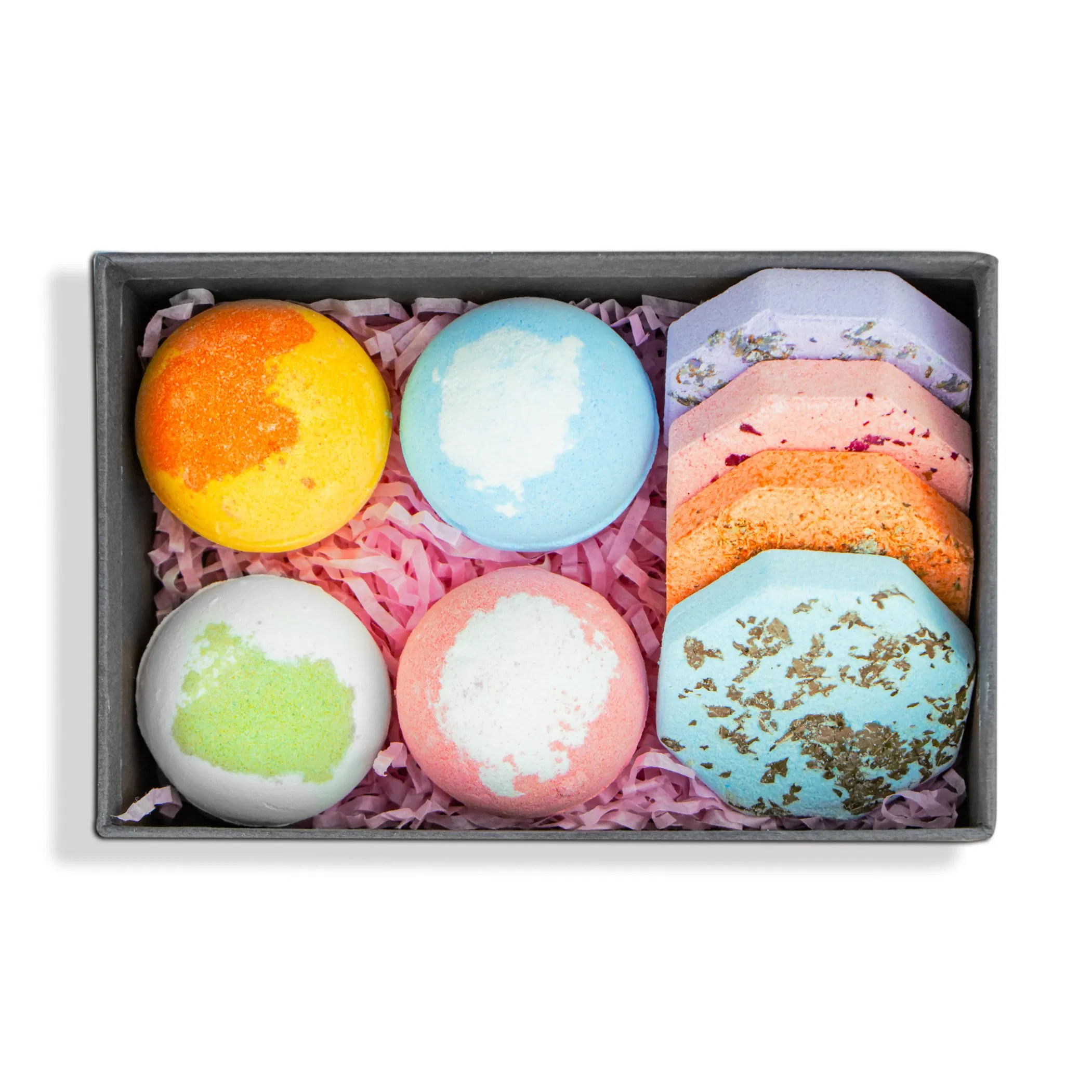 Colorful Fizzing Bath Bombs with Essential Oils for SPA Experience