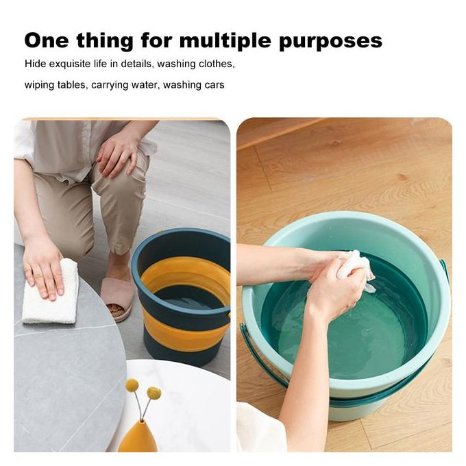 Silicone Foldable Water Container Portable Handle Washing Bucket