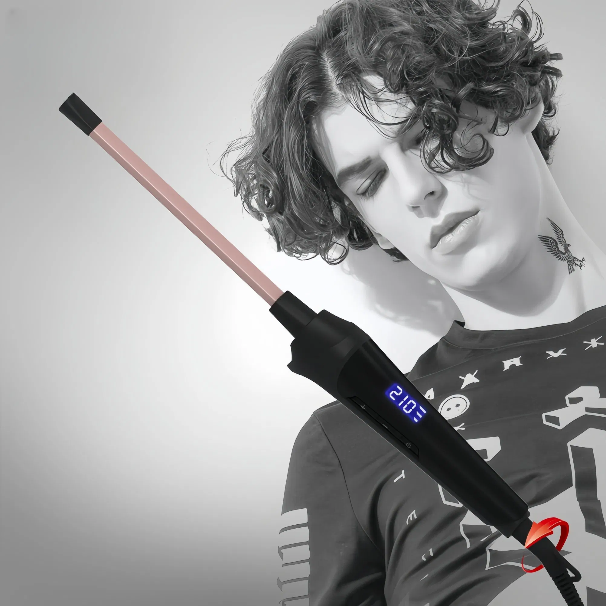 Super Thin Curling Wand Round 10mm Rose Gold Titanium Chopstick Hair Curler Iron