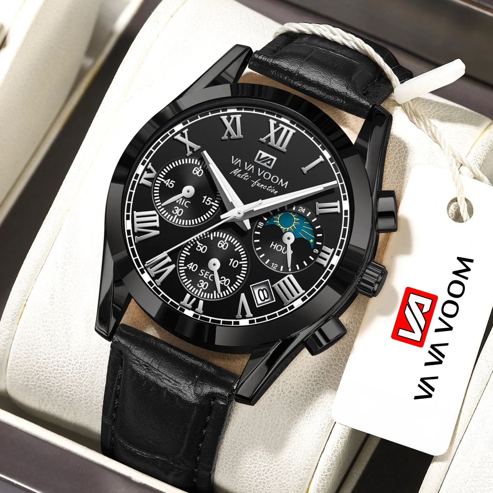 Hot-Selling Man's Leather Band Fashionable Business Casual Waterproof Quartz Watch