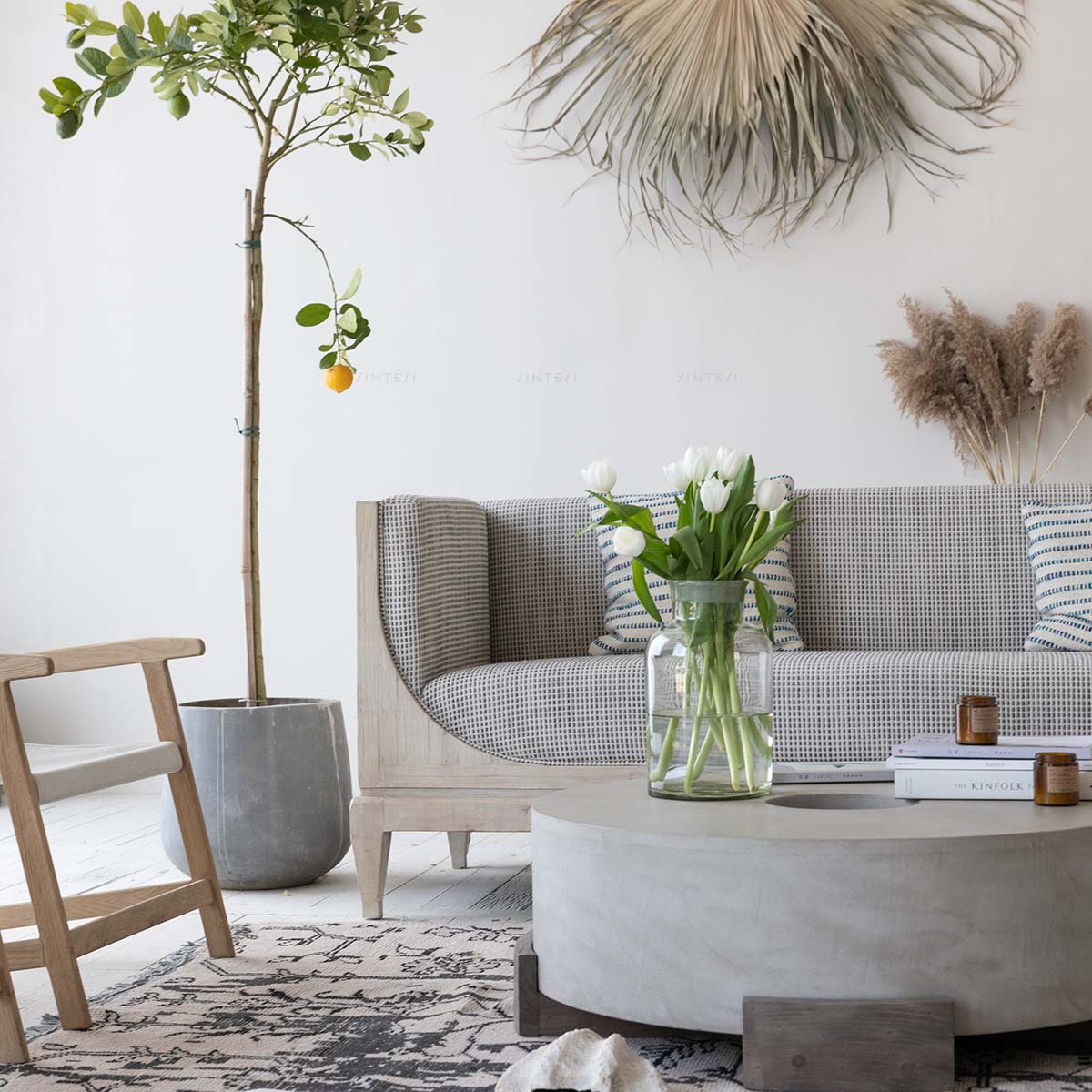 Диван-кровать деревянный белый европейский стиль для гостиной