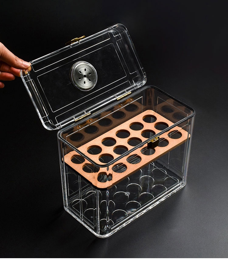 High Quality Transparent Acrylic Lock Cigar Humidors