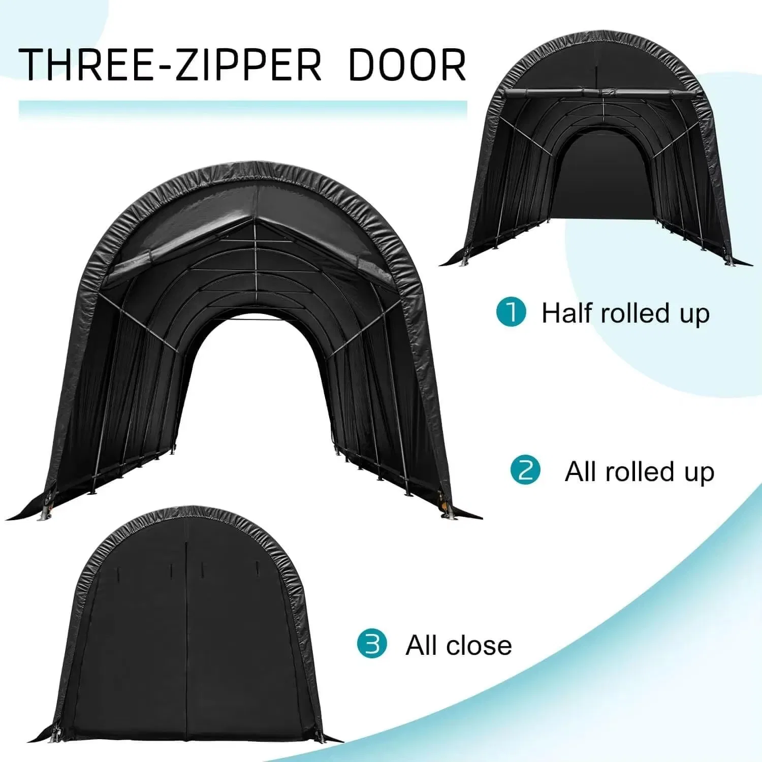 Black 10FT X 20FT Shelter Outdoor Carport Portable Garage