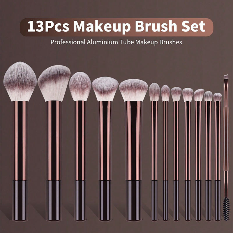 Professional Cruelty Free Synthetic Wooden Handle Foundation Blush Brow Eye Makeup Brush Set