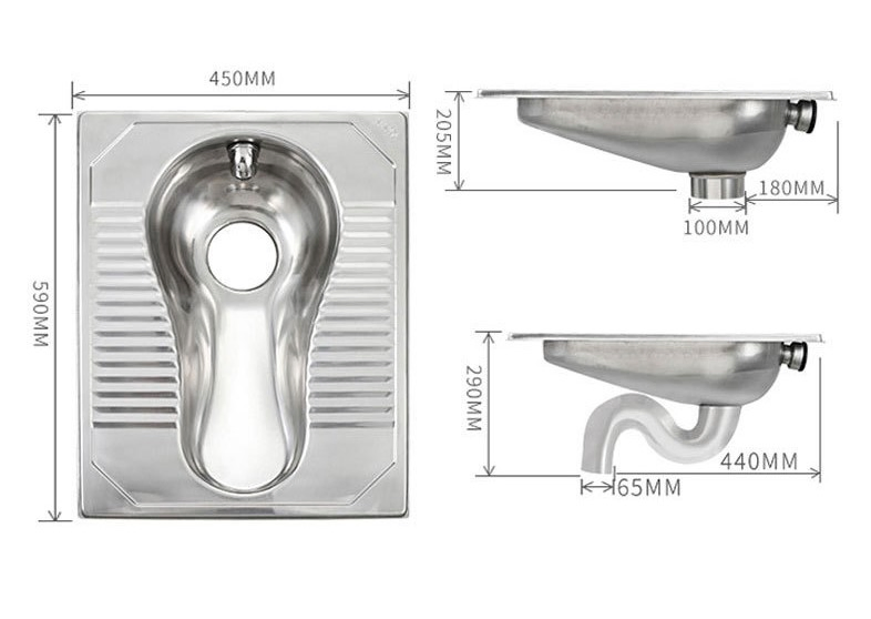 Sanitary Ware Bathroom Stainless Steel Deep Drawing Squatting Pan for Hospital Prison