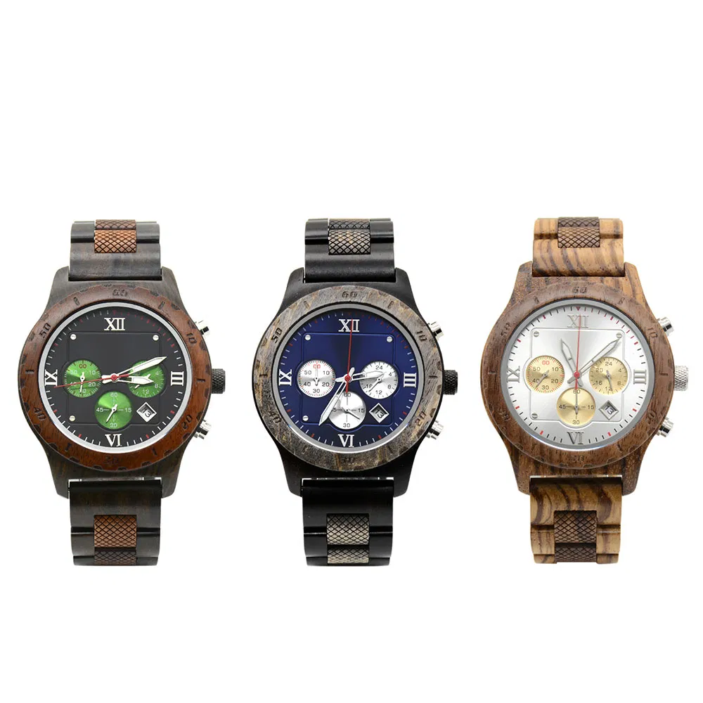 2023 Latest Bewell Chronograph Wood Watch for Men Watches Wholesales