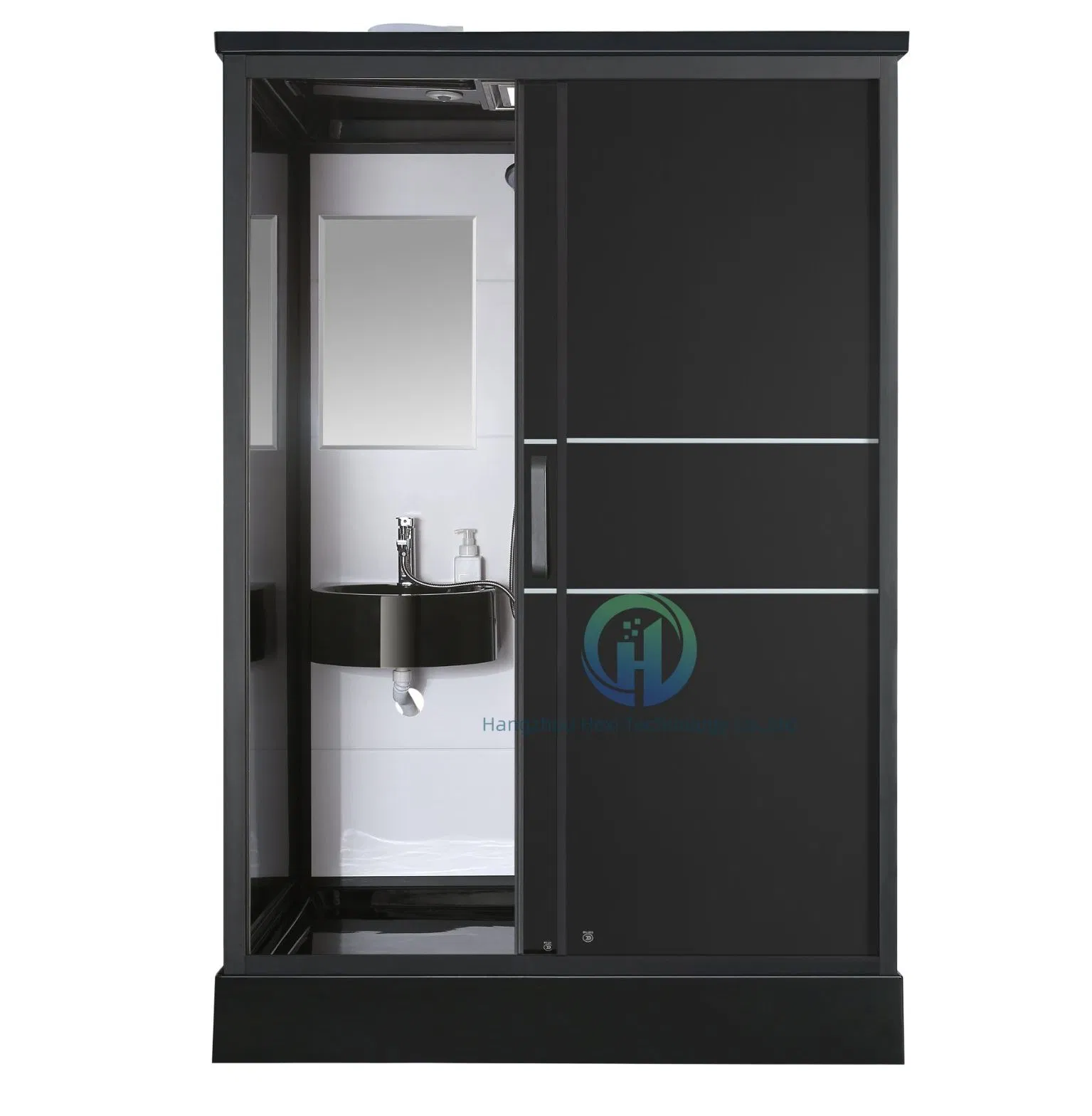 Stylish Black Prefab Bathroom with Toilet for Shower