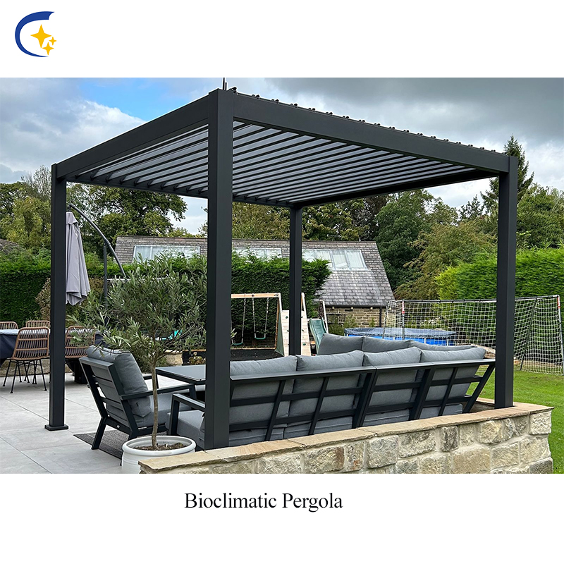 10X10 Pergola Bioclimatic Blackout Retractable Canopy Louvre PVC Fabric Awning Pergola