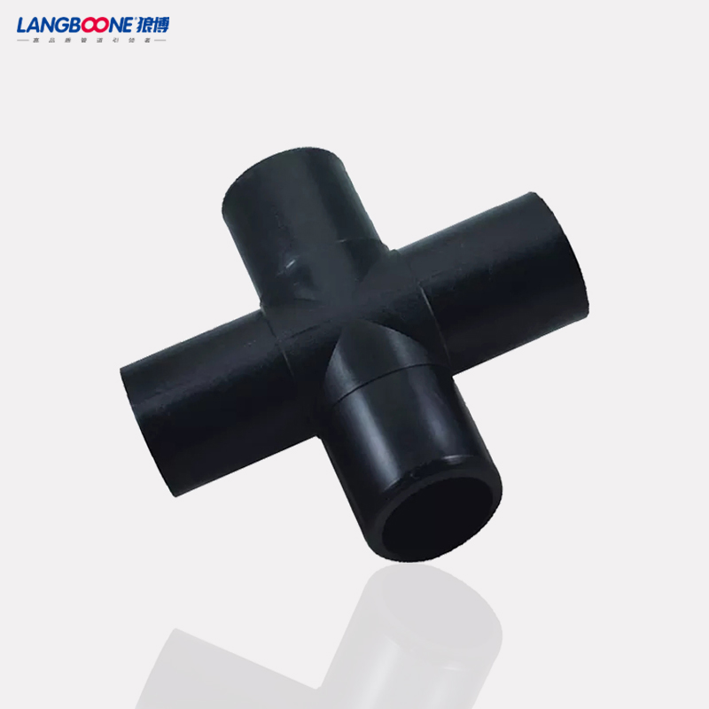 PE80/100 Pipe Fitting HDPE Wear Resistance Butt Fusion Equal Cross Tee