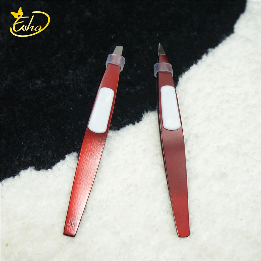Best Quality Stainless Steel Squared Magic Eye Lashes Eyebrow Tweezer Pointed Slanted Eyelash Tweezers