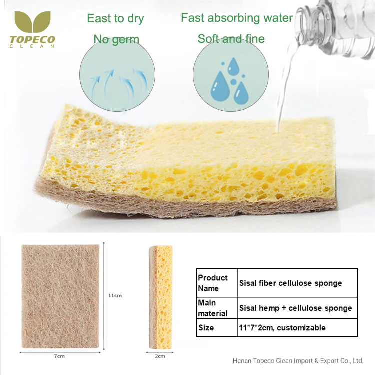 Topeco Reusable Sisal Fiber Cellulose Sponge Natural