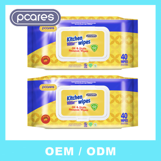 OEM Ultra Size Anti-Bacterial BBQ Oil Removal Wet Wipes Household Kitchen Cleaning Surface Wet Wipes for Factory Supplier