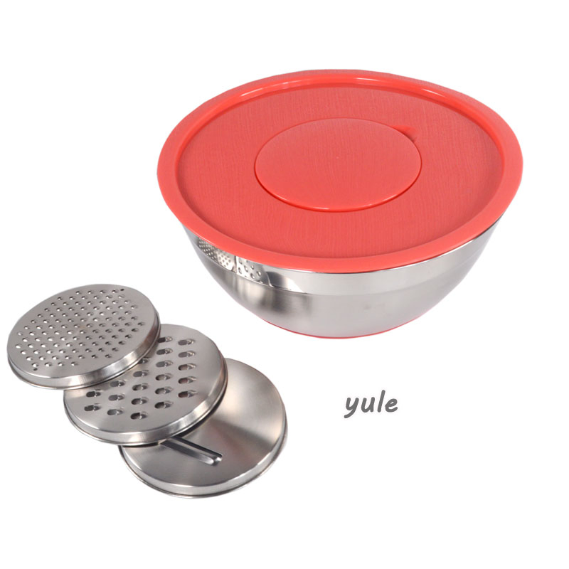 2022 Factory Wholesale Stackable Salad Bowl Kitchenware Tool Stainless Steel Mixing Bowl with Grater