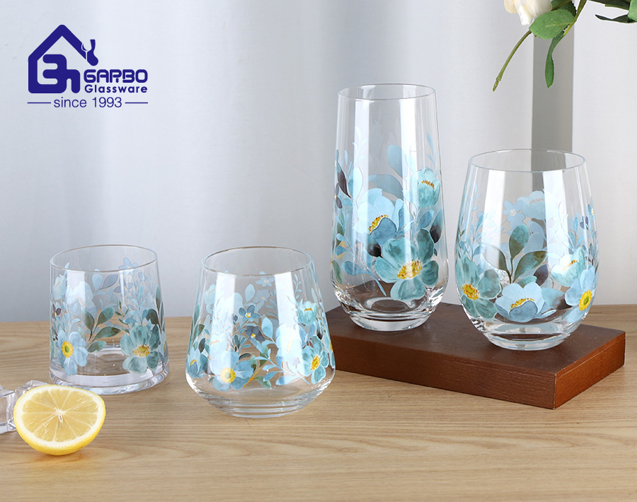 Stunning Floral Print Single Wall Tumbler Glass Wholesale Drinkware