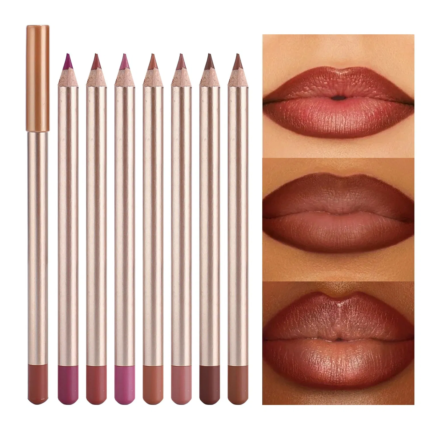 Private Label Makeup Vegan Matte Long Lasting Lip Liner Pencil Waterproof Gold Lipliner