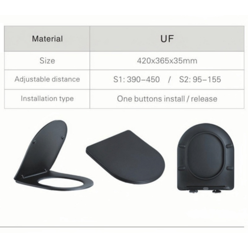 Matte Black Soft-Close Toilet Seat for Hotels, Offices, and Schools