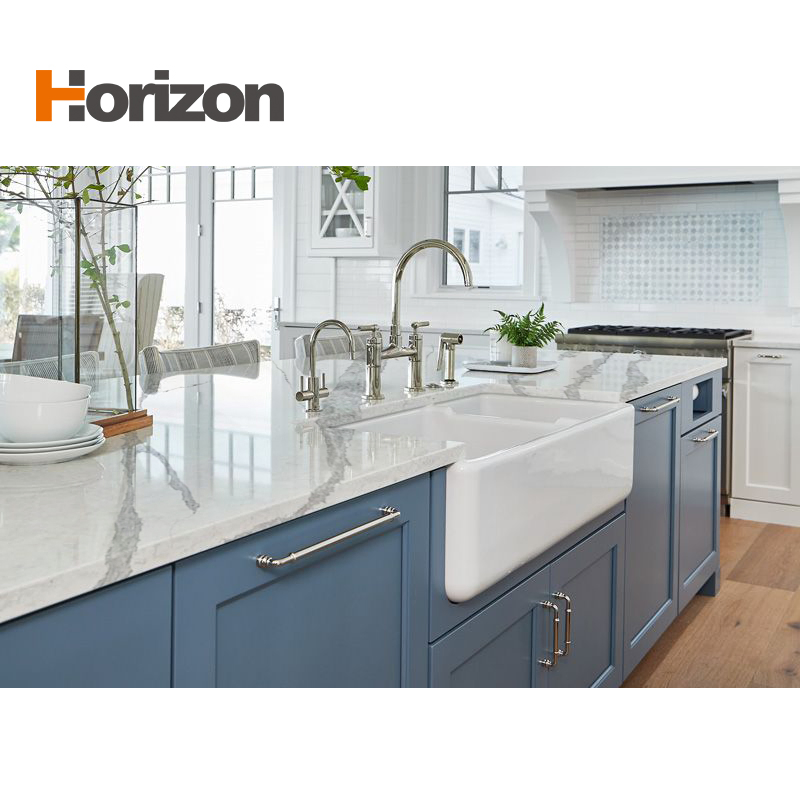 2025 Horizon Grey Base Calacatta Quartz Stone Slab