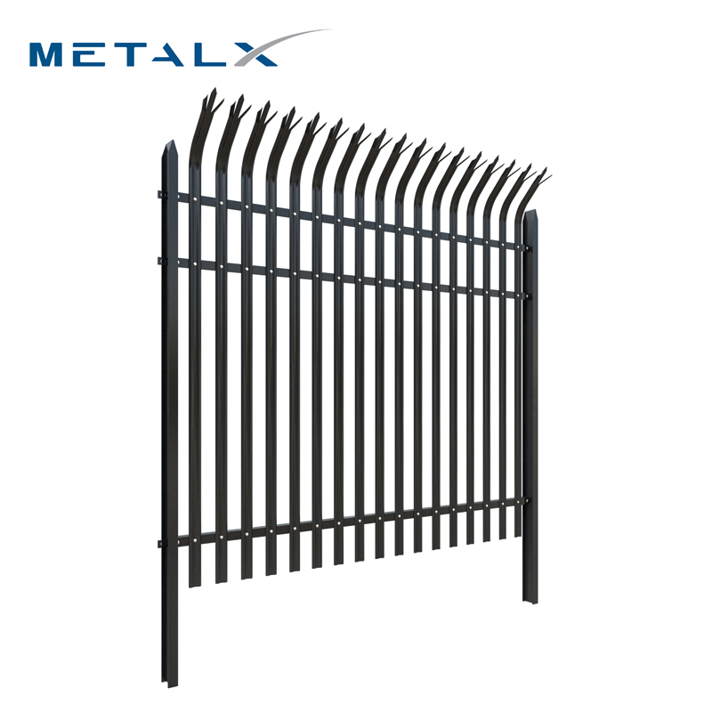 Europe Durable Heavy Duty Galvanized Steel 2.4m Perimeter Powder Coated Sheet Metal Fence Panel Angle Bar High Security Palisade Fence for Wrought Iron Balcony