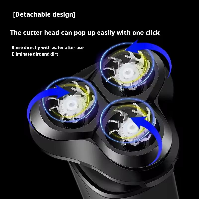 2024 Rechargeable Face Hair Removerwaterproof Rotary Razor Beard Nose Hair Trimmer Electric Shaver for Men