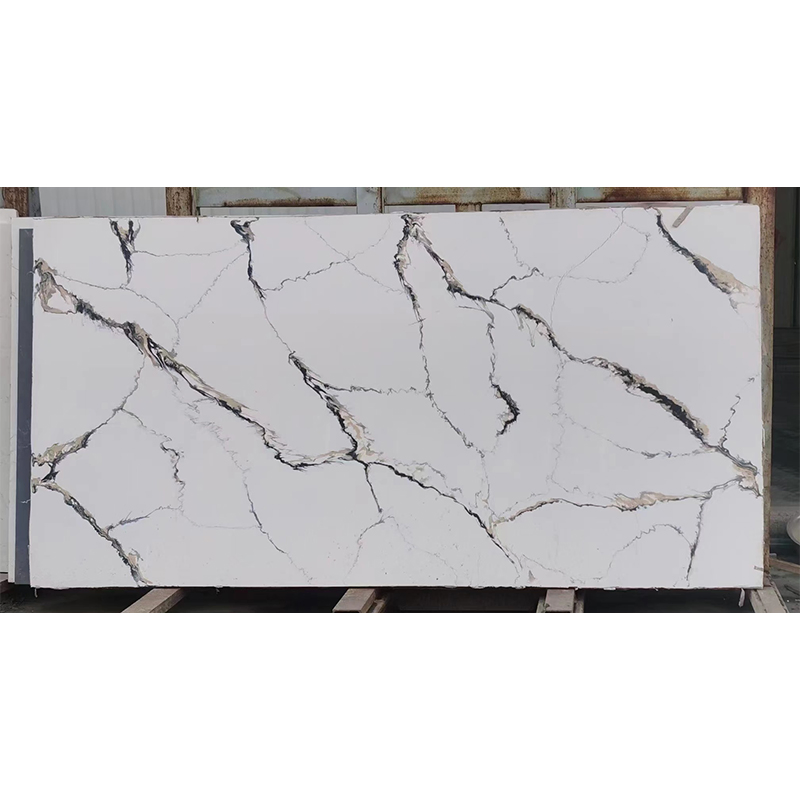 Calacatta Grey/White Polished Engineered Stone Quartz Big Slabs