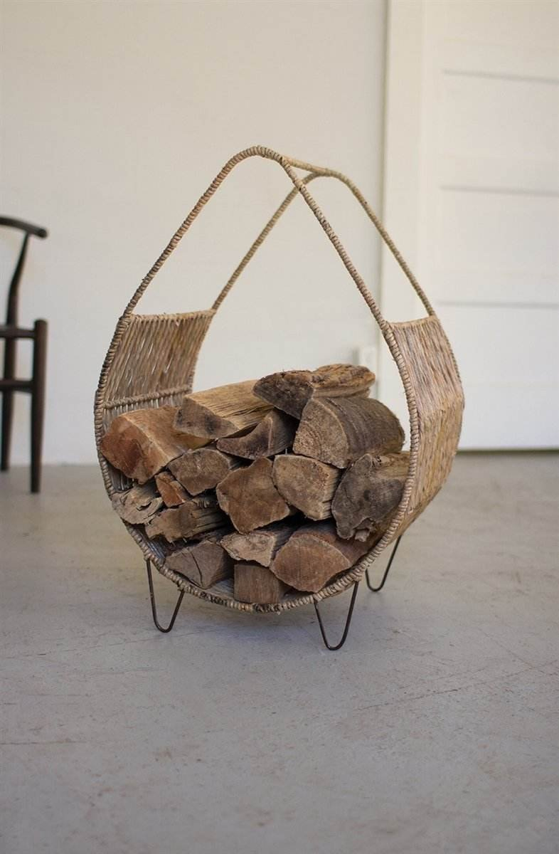 Fireplace Log Holder in Black Metal