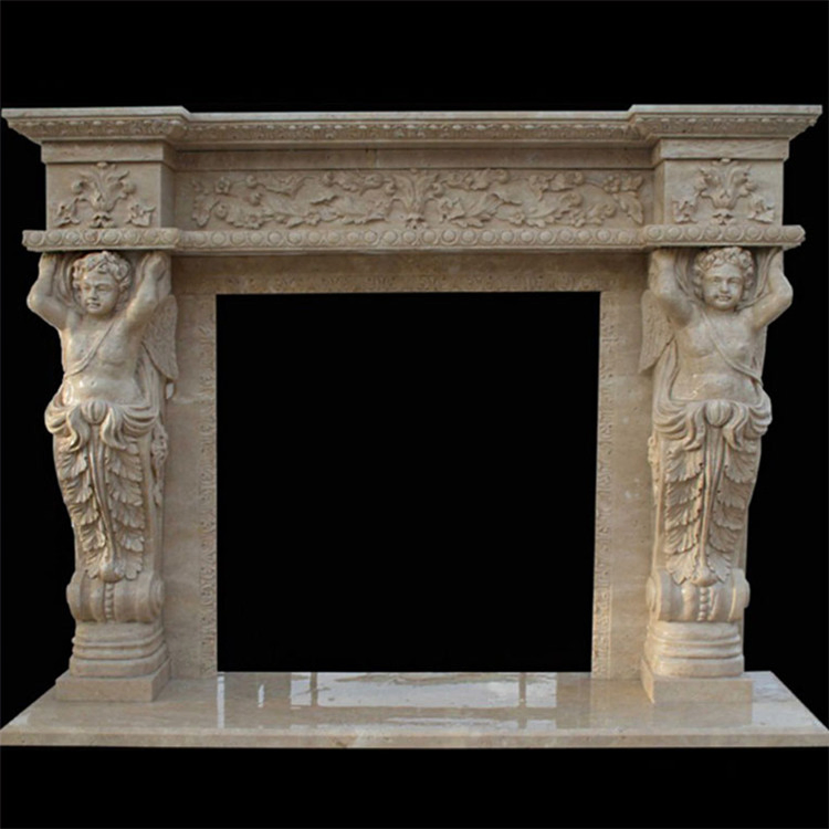 White Marble Stone/Limestone/Travertine Fireplace with Good Carving