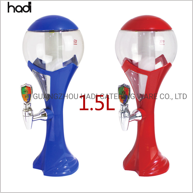 Guangzhou Catering Restaurant Bar Accessories Beauty Glass Plastic Round Table Top Draft Globe Beer Dispenser with Cheap Price