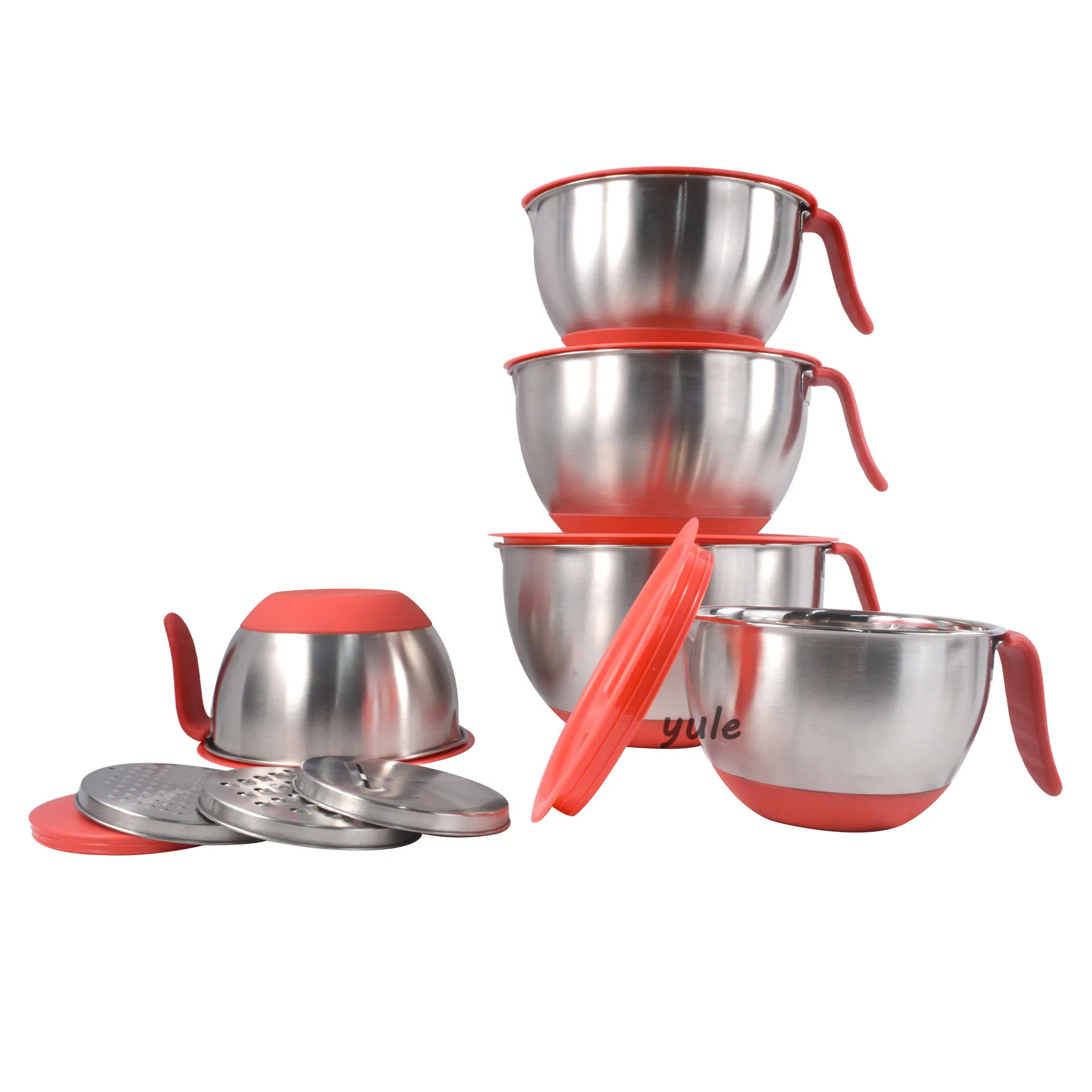 China Supplier Non-Slip Silicone Bottom Mixing Bowl Stainless Steel Mixing Bowl with Lid