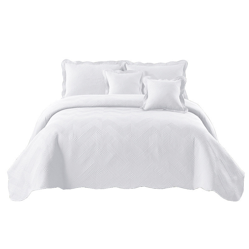 Custom Microfiber Polyester Bedding Deep Blue Bedsheet Light-Industry-Daily-Use Home Textile Quilted Bed Cover Polyester Pillowcase Pillow Shams Bedspread Set