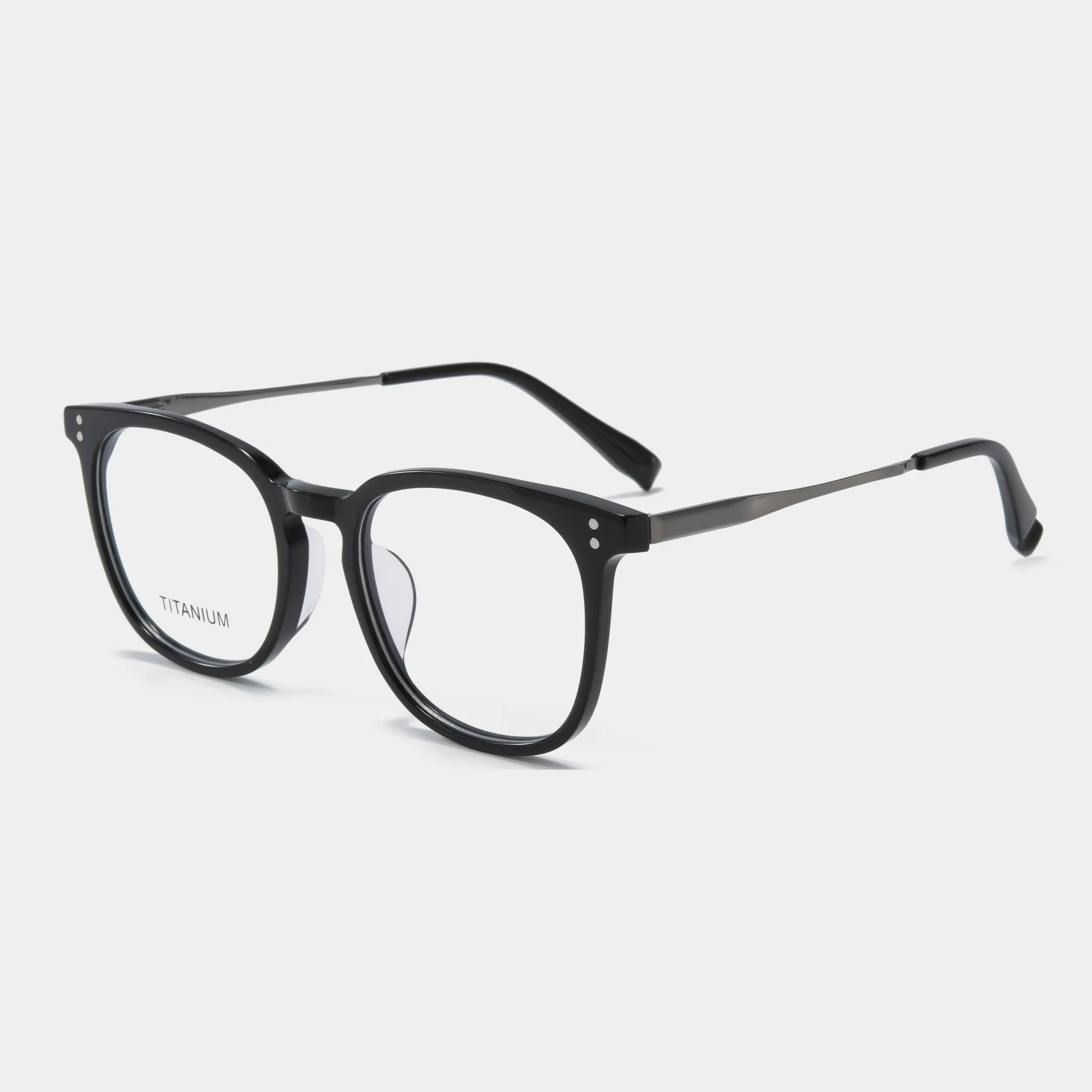 Acetate Front Spectacle Frame with Titanium Temple Hinge Integration