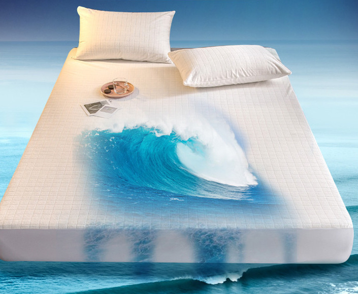 Waterproof Bed Hat Cotton Plaid Towel Cloth Acaroid Bedspread Mattress Protective Cover