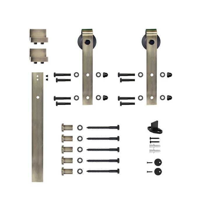 Black Color Steel Modern Wooden Sliding Barn Door Hardware System