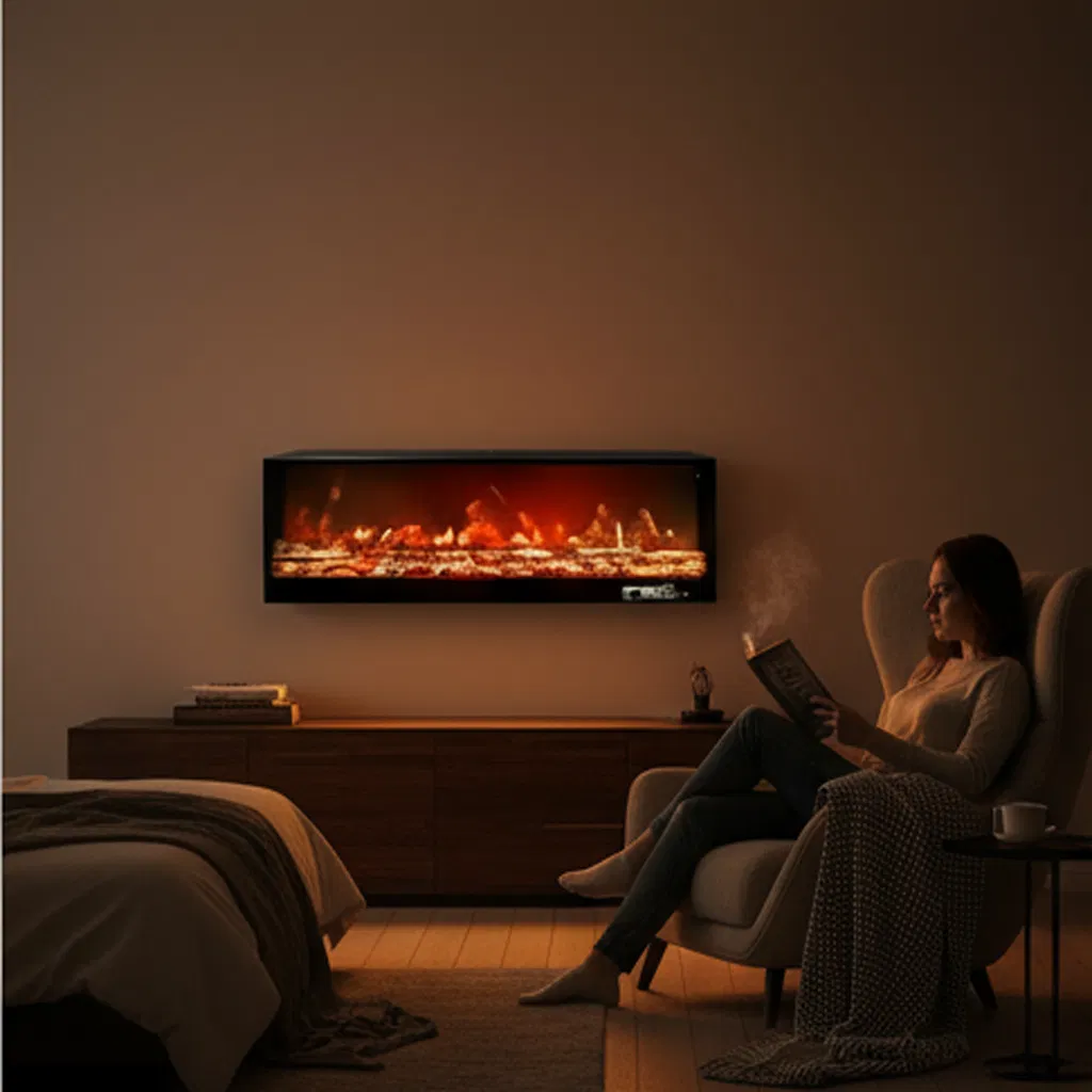 Multi-Color Electric Fireplace with Remote Control and Brightness Adjustment