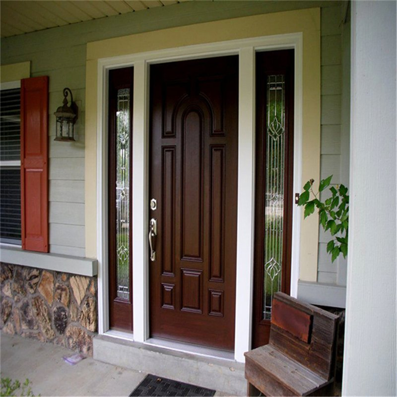 Top Selling Wooden Double Door with Glass Design for Homes Main Entrances