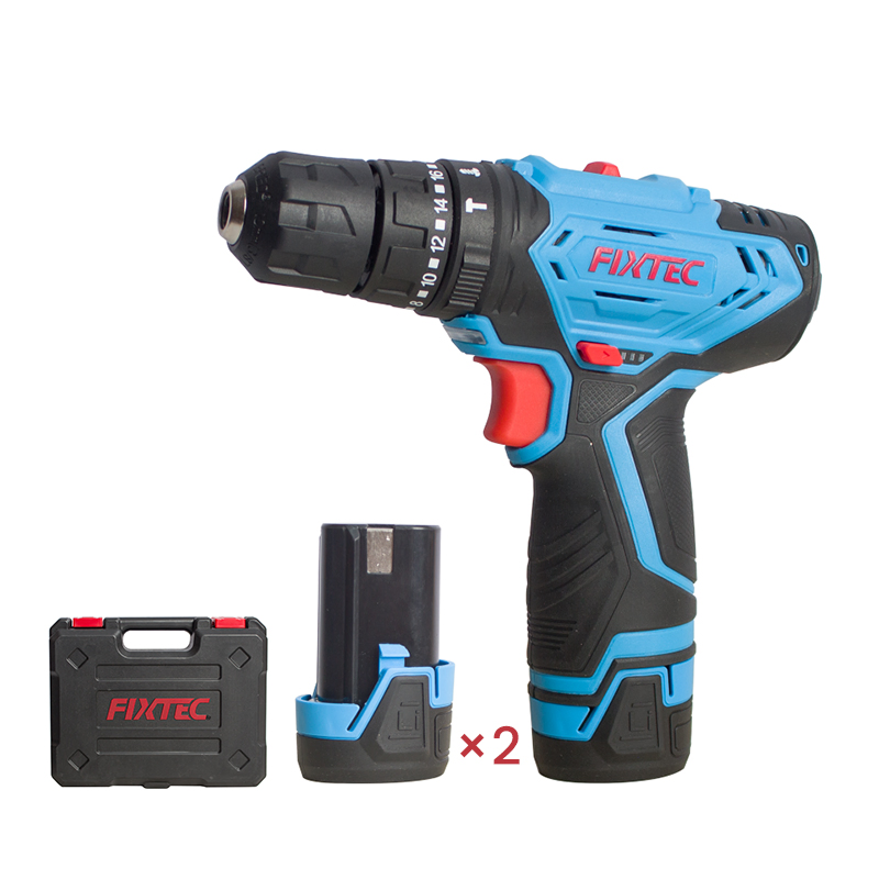 Fixtec Cordless Impact Drill 12V Lithium Battery Power Drilling Machine with 2PCS 50mm Screwdriver Set