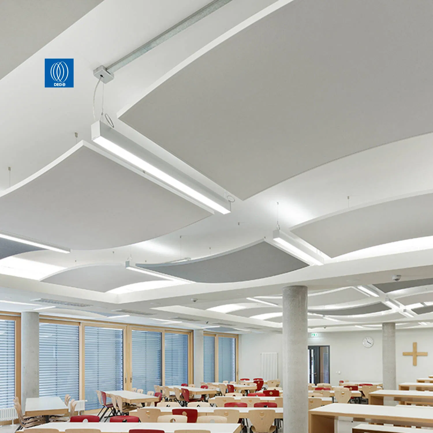 Curved Wave Sound-Absorbing Panels Glass Fiber Wool Suspension Acoustic Ceiling