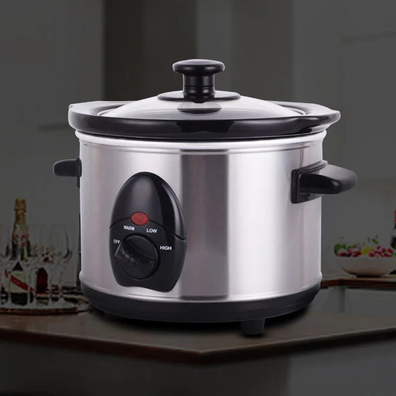 Double 1.6qt. Slow Cooker with Stainless Steel Finish (SB-SC004)