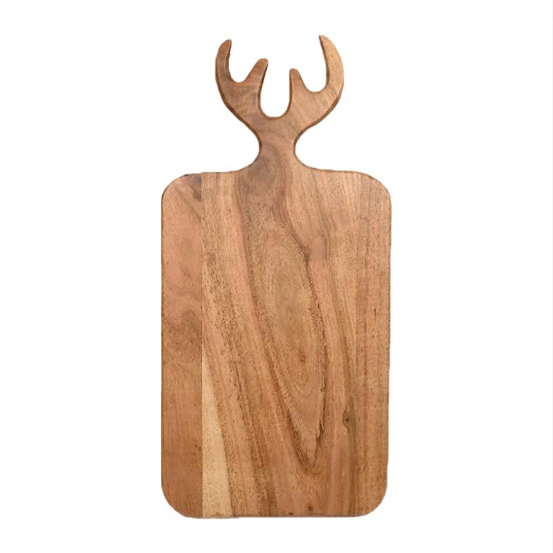 Acacia Wood Christmas Antler Dinner Plate and Cutting Board