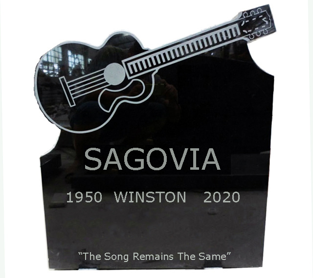 American Style Absolute Black Granite Guitar Headstone with Base for Cemetery Gravestones